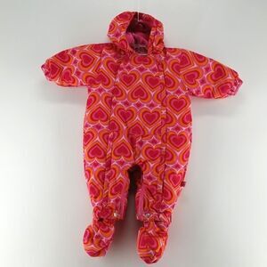 Me Too Snowsuit Baby Girls 3- 6 Months Double Full Zip One Piece Winter Hearts